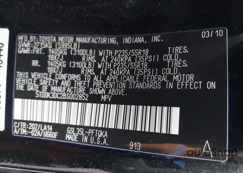 2011 Toyota Sienna Limited/Xle from USA, damaged, VIN 5TDDK3DC2BS002852